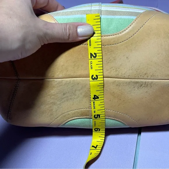 Vintage 2004 Coach Hamptons Daisy Multicolor Striped Handbag Cotton Leather Y2K - Picture 10 of 16